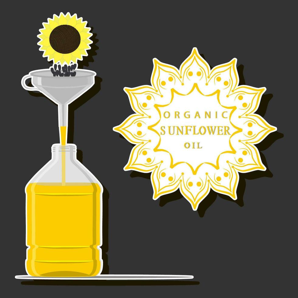 Illustration on theme liquid oil in large glass bottle for cooking food vector