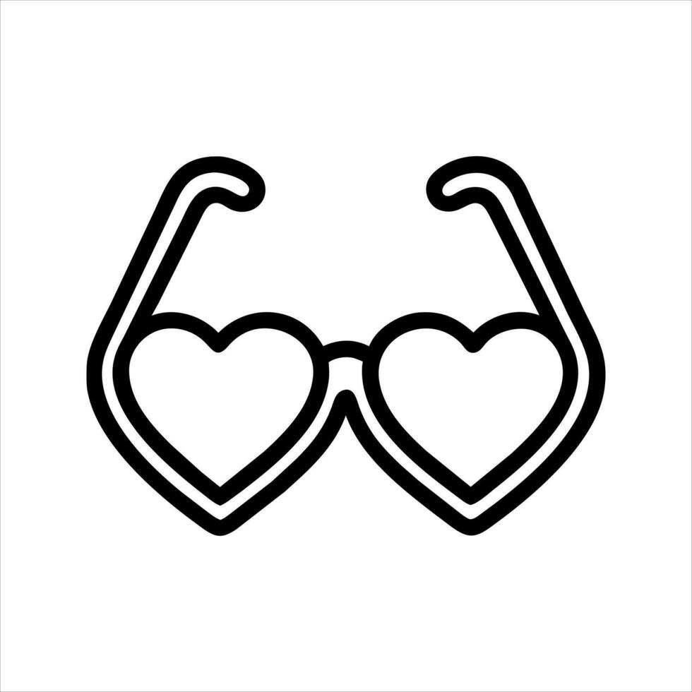corazón conformado lentes icono, línea y glifo versión, contorno y lleno vector signo. lineal y lleno pictograma. símbolo, logo ilustración.