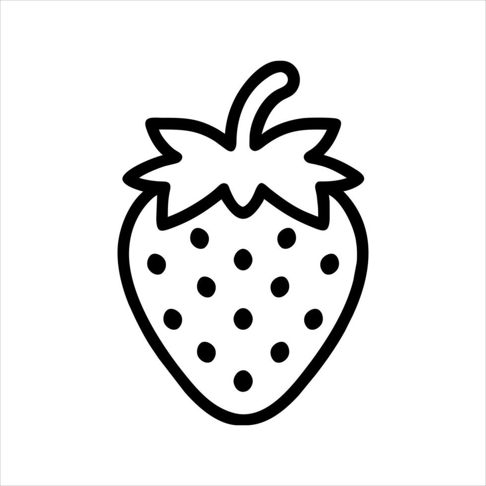 Vector black and white outline icon of strawberry. Design of grocery stores, restaurant signs, menus, food company logo.