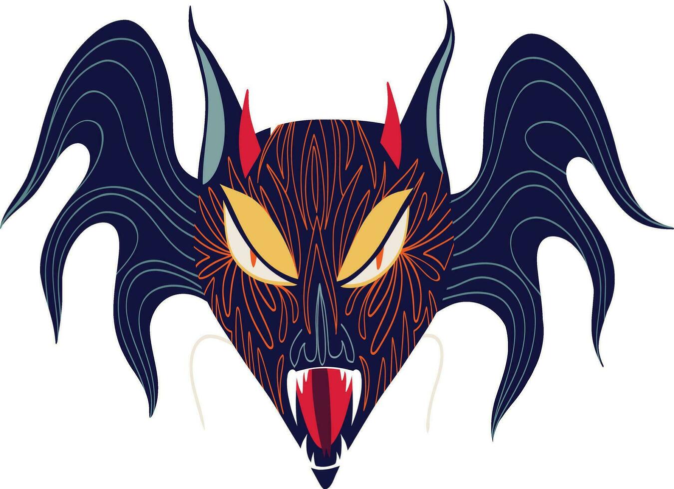 creepy blue dragon. Illustration in childish hand drawn style vector