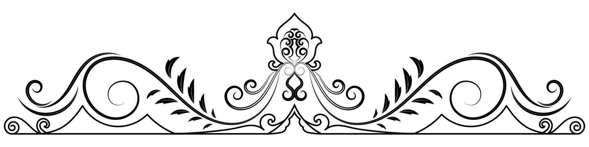 Flower border decorative design element Wedding banners, frames, labels, black lines on white. vector