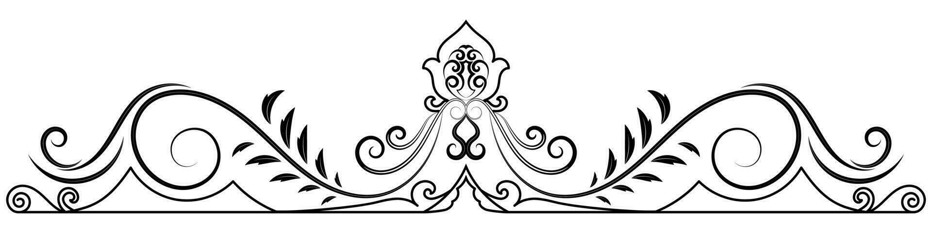 Flower border decorative design element Wedding banners, frames, labels, black lines on white. vector