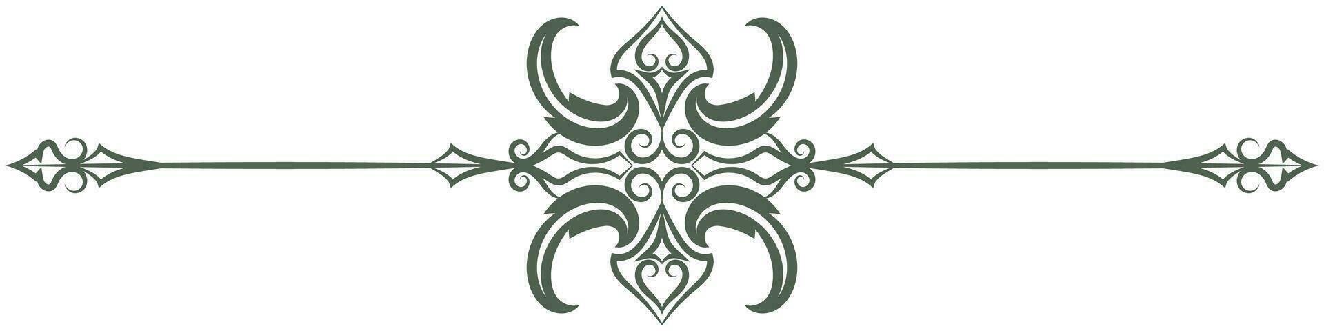 green vintage lines Baroque scroll flower divider Vintage style for decorating cards. vector