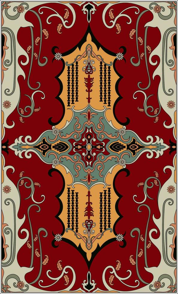 Boundless ethnic tribal patterns complement Persian carpets with abstract floral patterns. vector