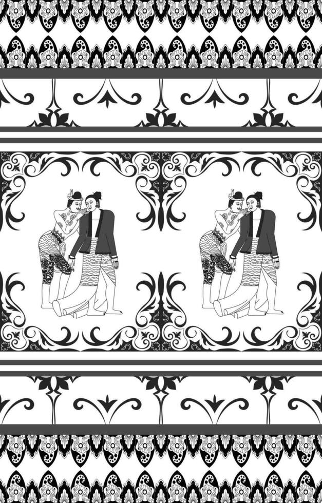 Thai pattern, Nan province Seamless pattern for printed fabric black on white vector