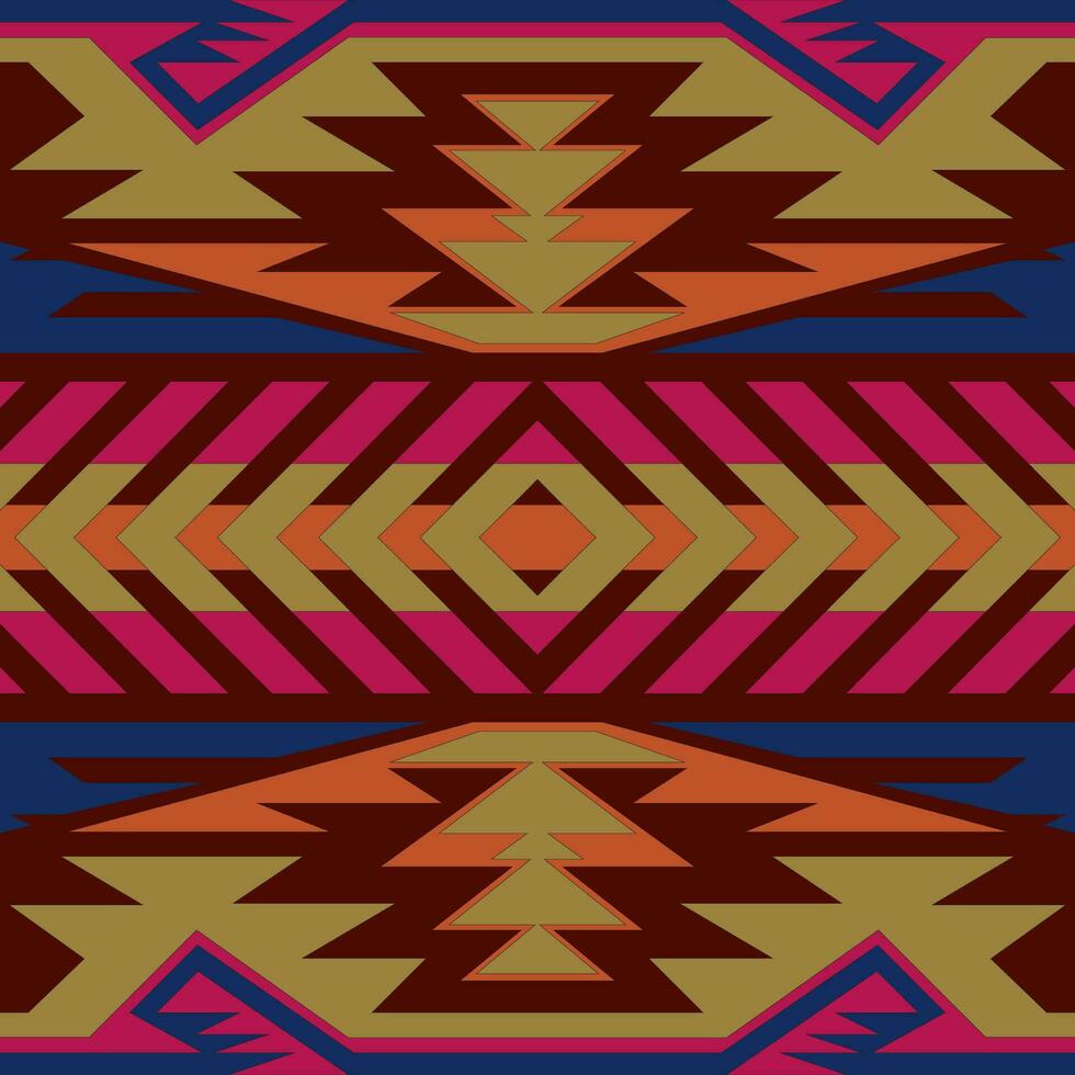 azteca, navajo geométrico sin costura modelo. nativo americano Sur oeste impresión. étnico diseño fondo de pantalla, tela, cubrir, textil, alfombra, frazada. vector