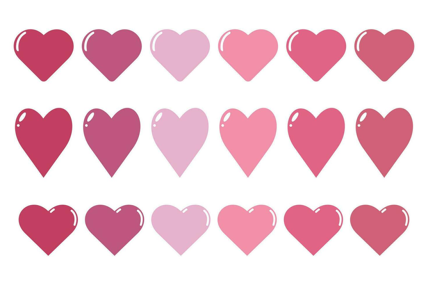 A set of hearts in pink tones. Design elements for Valentine's Day. vector