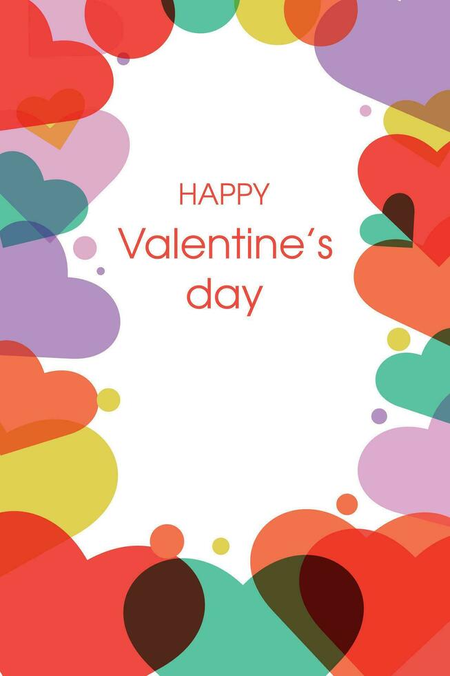 contento San Valentín día. enamorado tarjeta para amantes con corazones. vector
