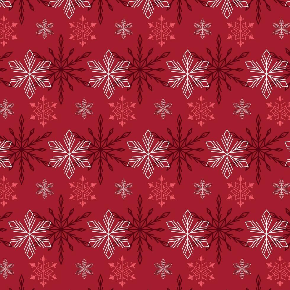 Bright winter pattern. Snowflakes on a cherry background. vector