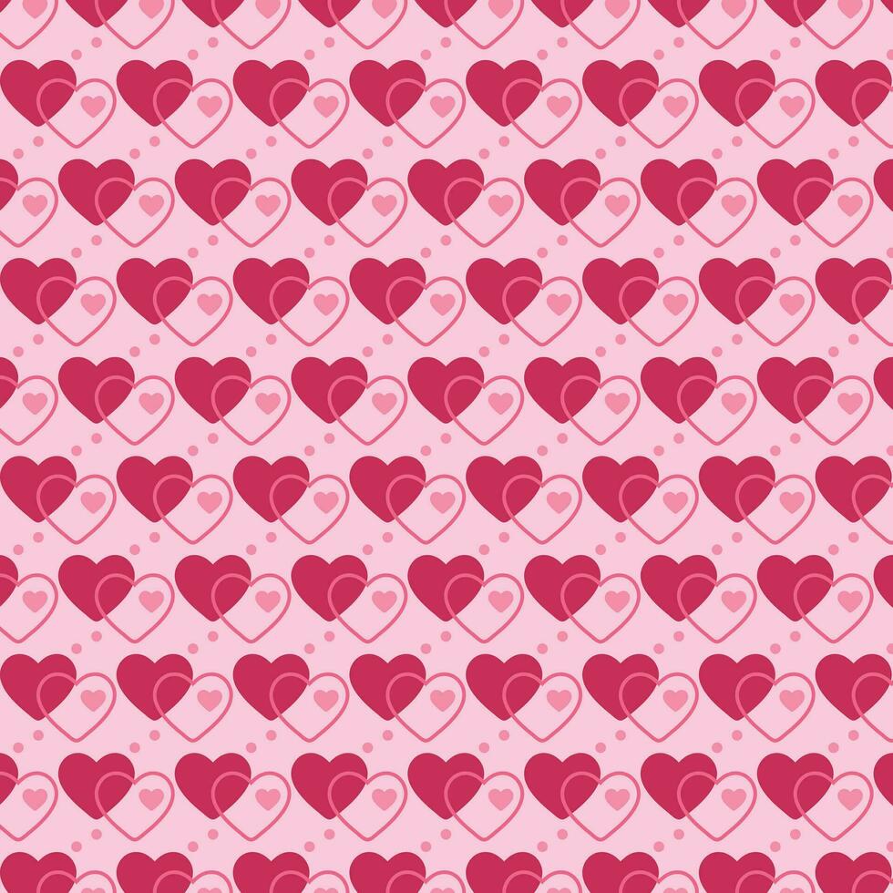 Seamless pattern with hearts in pink tones. Design of fabric, cover, packaging. vector