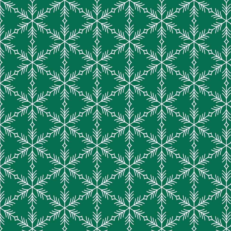 Winter green background with white snowflakes. Winter repeat pattern. Pattern on the swatch panel.Seamless pattern. vector