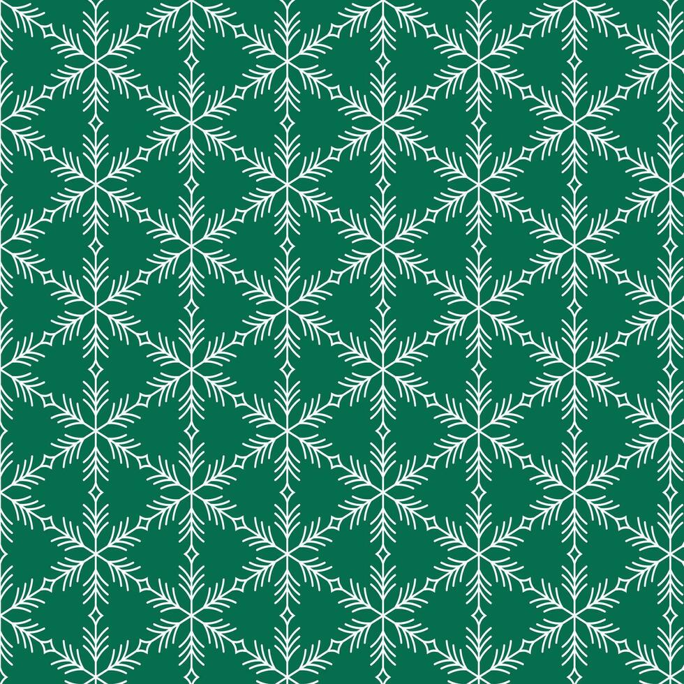 Winter green background with white snowflakes. Winter repeat pattern. Pattern on the swatch panel.Seamless pattern. vector