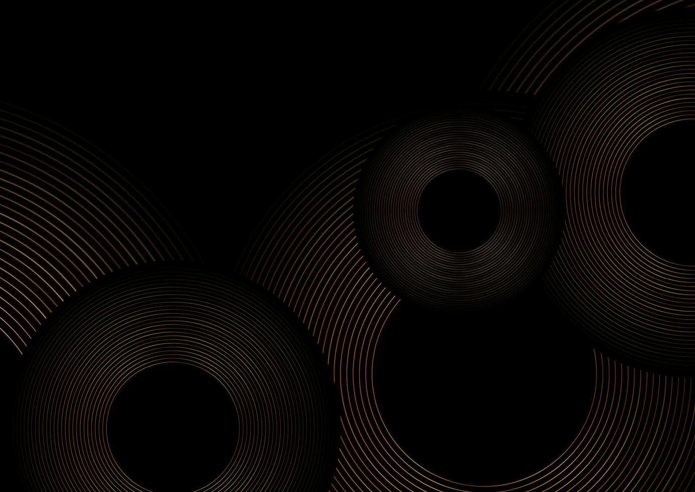 Deluxe golden minimal round lines abstract futuristic tech background vector