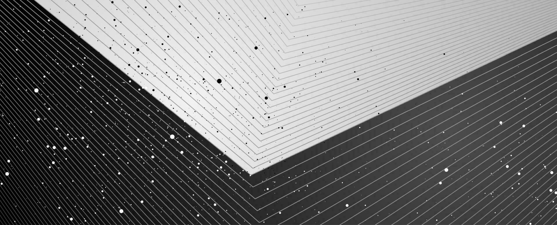 Contrast black and white minimal background with dots and lines vector