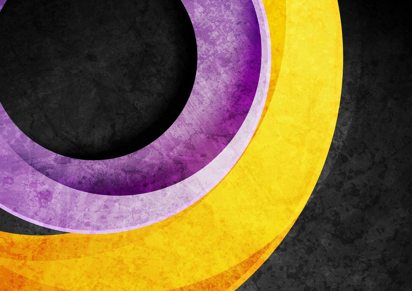 Abstract geometric grunge backgroud with yellow and violet circles vector