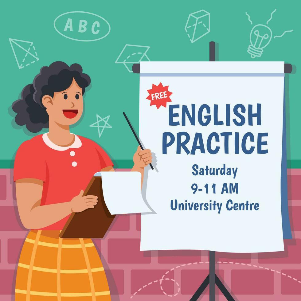 English Practice Schedule Promotion vector