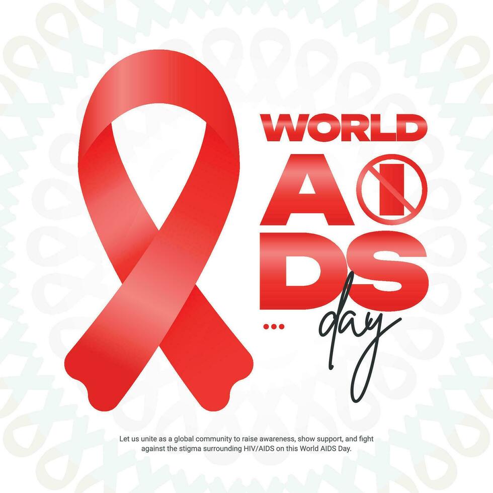 World AIDS Day 1st December social media post banner with red ribbon social media post vector