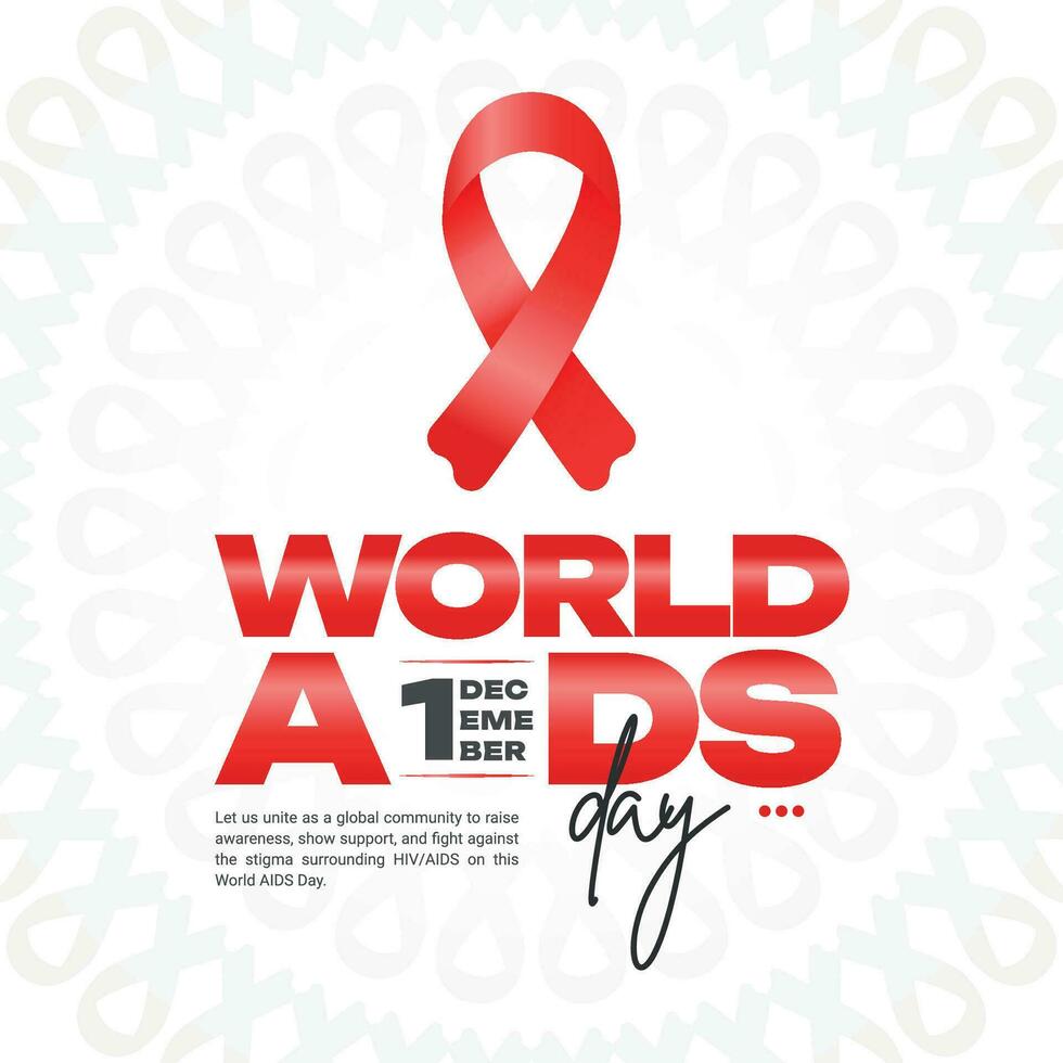 World AIDS Day 1st December social media post banner with red ribbon social media post vector