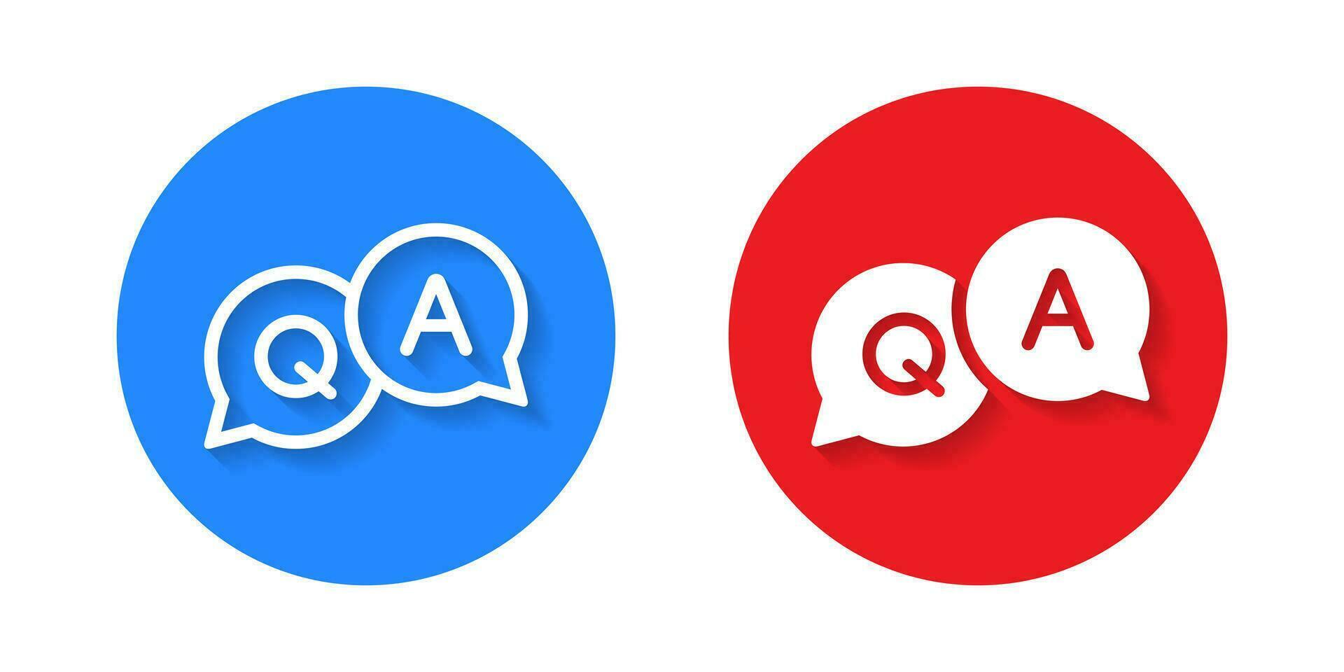 Question and answer icon vector on circle background. FAQ symbol