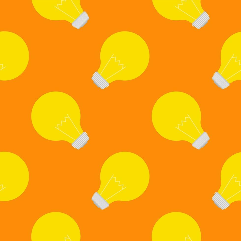 Light bulb Seamless Pattern Vector Illustration. Concept for inspiration of big ideas, innovation. Isolated on color background.