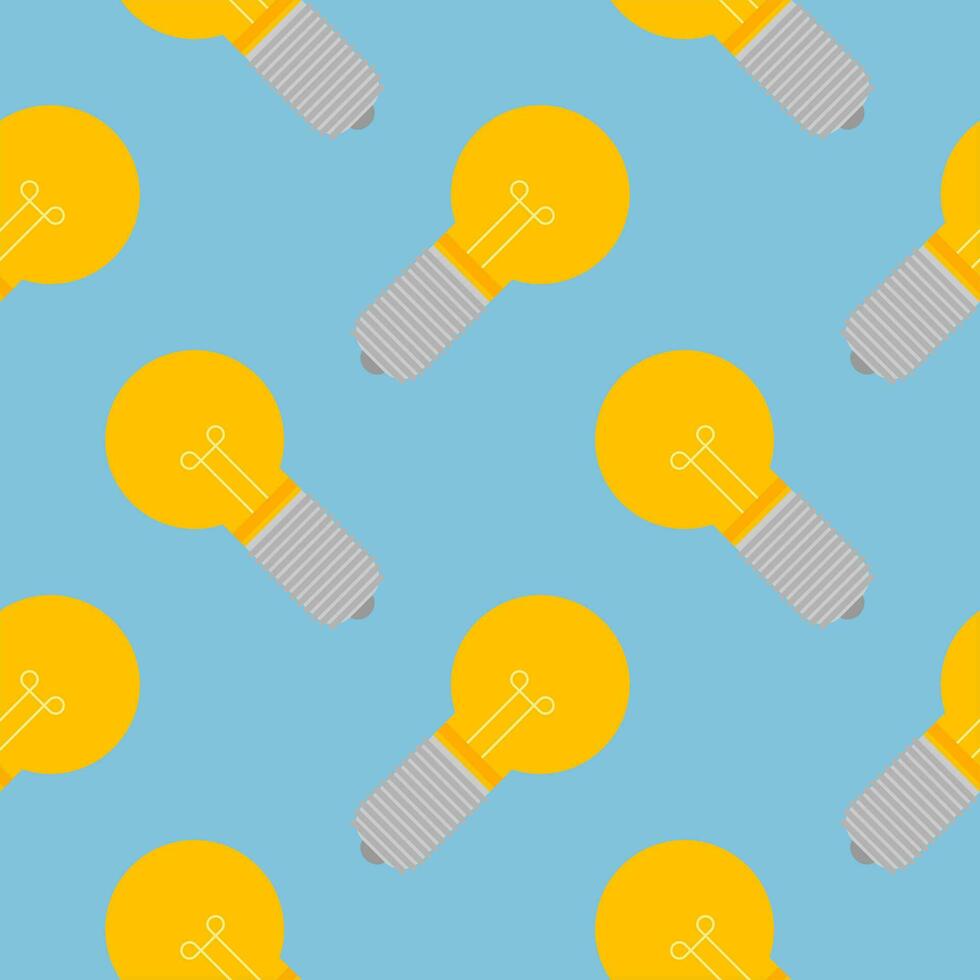 Light bulb Seamless Pattern Vector Illustration. Concept for inspiration of big ideas, innovation. Isolated on color background.