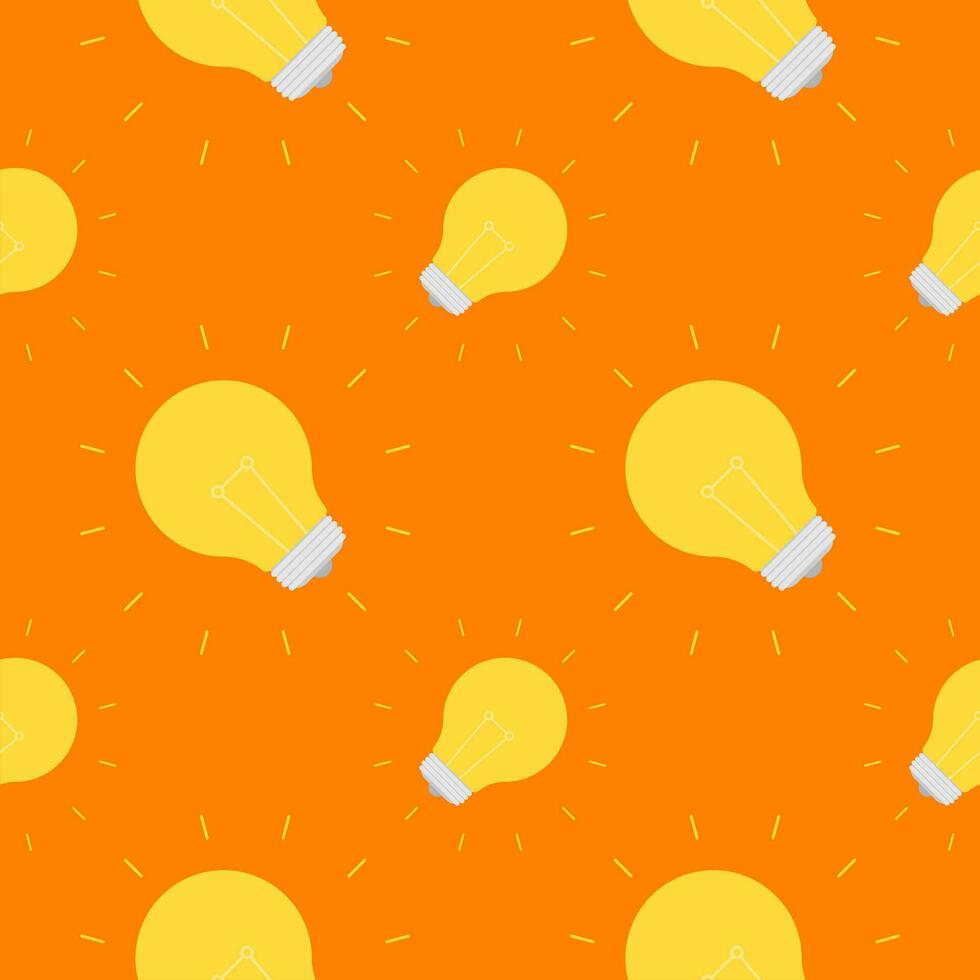 Light bulb Seamless Pattern Vector Illustration. Concept for inspiration of big ideas, innovation. Isolated on color background.