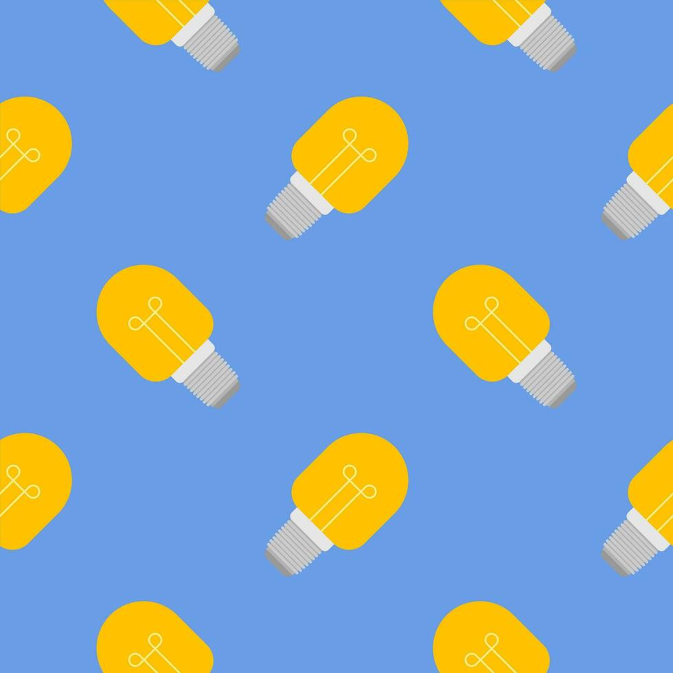 Light bulb Seamless Pattern Vector Illustration. Concept for inspiration of big ideas, innovation. Isolated on color background.