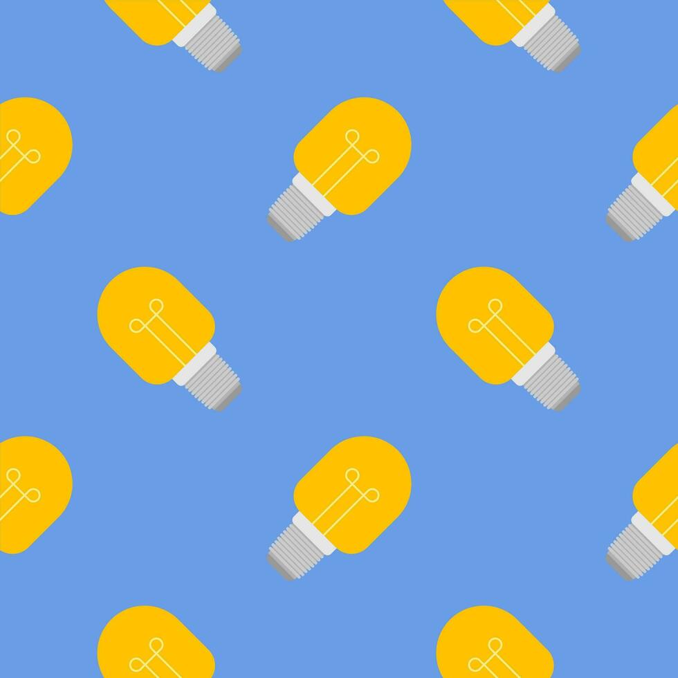 Light bulb Seamless Pattern Vector Illustration. Concept for inspiration of big ideas, innovation. Isolated on color background.