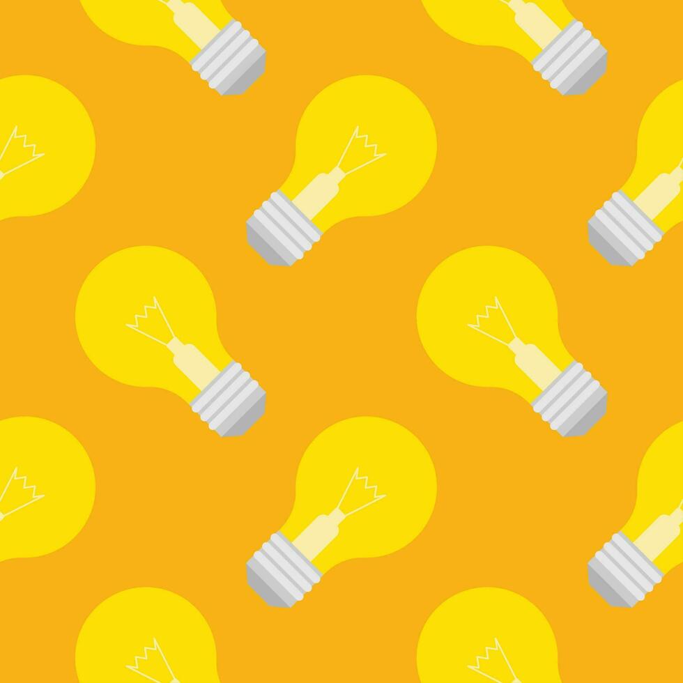 Light bulb Seamless Pattern Vector Illustration. Concept for inspiration of big ideas, innovation. Isolated on color background.