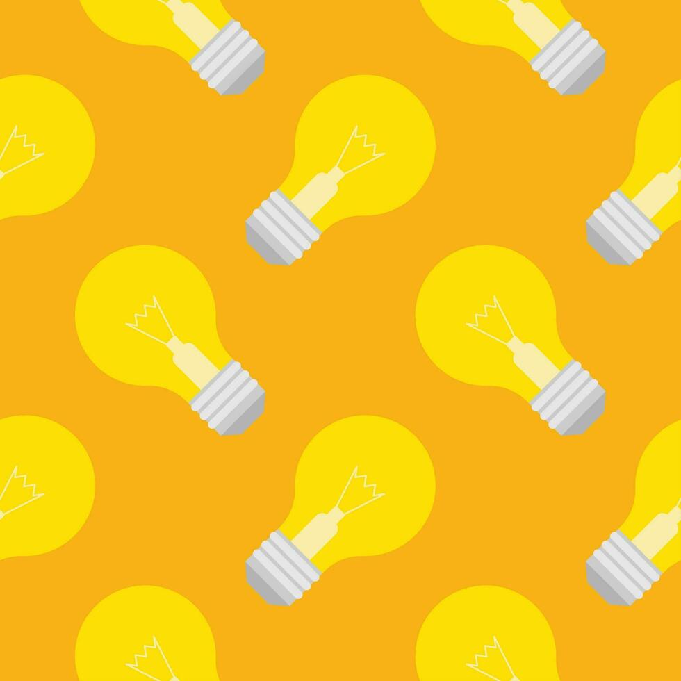 Light bulb Seamless Pattern Vector Illustration. Concept for inspiration of big ideas, innovation. Isolated on color background.