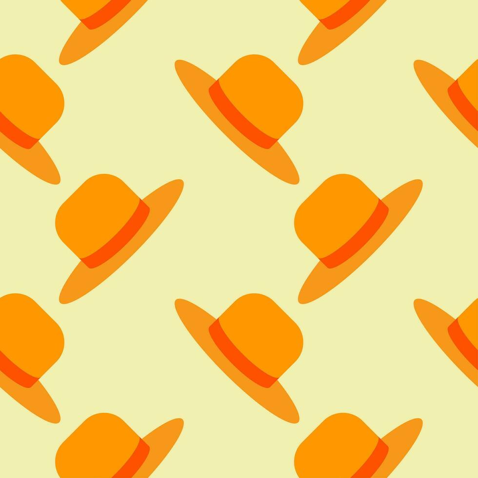 straw hat seamless pattern vector illustration. Vacation and rest in tropical country. Seasonal summer rest and relaxation. Seamless pattern print, background or wallpaper. Vector in flat style