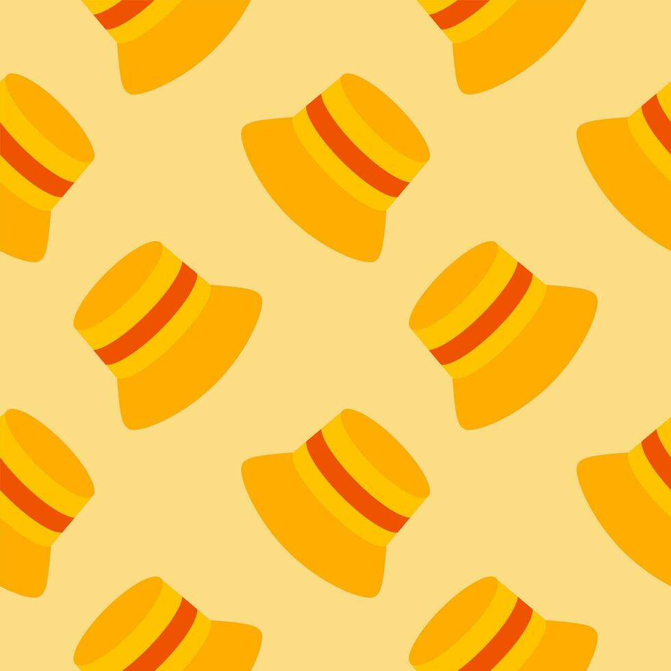 straw hat seamless pattern vector illustration. Vacation and rest in tropical country. Seasonal summer rest and relaxation. Seamless pattern print, background or wallpaper. Vector in flat style