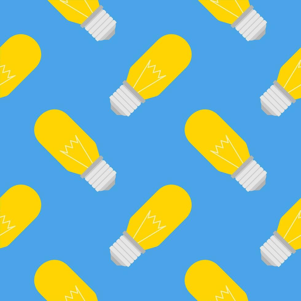 Light bulb Seamless Pattern Vector Illustration. Concept for inspiration of big ideas, innovation. Isolated on color background.