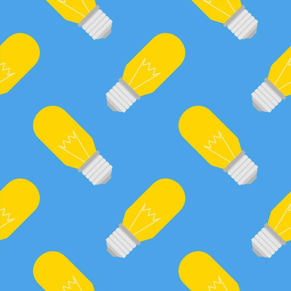 Light bulb Seamless Pattern Vector Illustration. Concept for inspiration of big ideas, innovation. Isolated on color background.