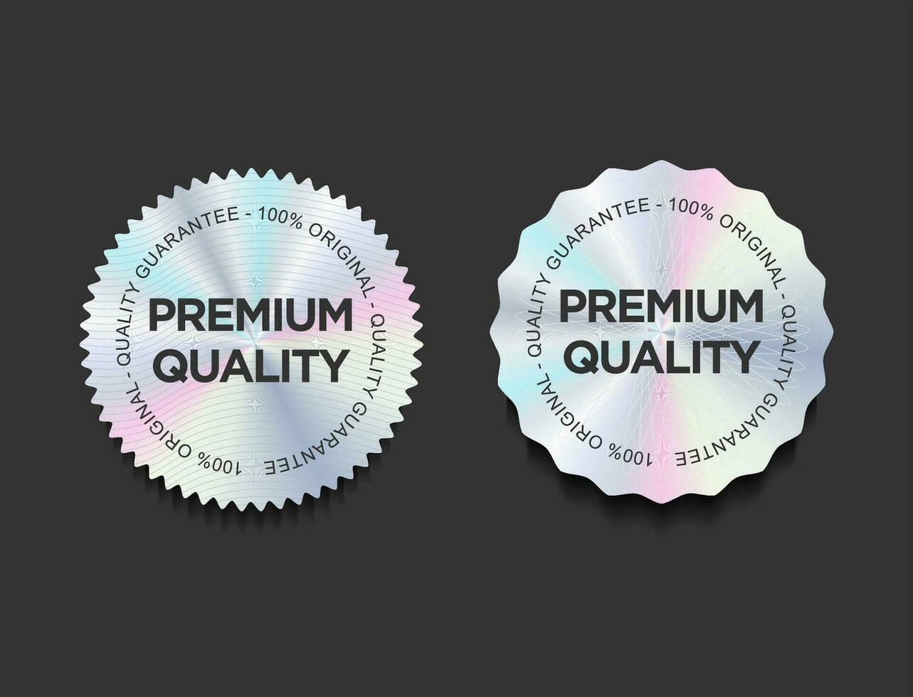 Hologram sticker or label with holographic texture premium quality vector