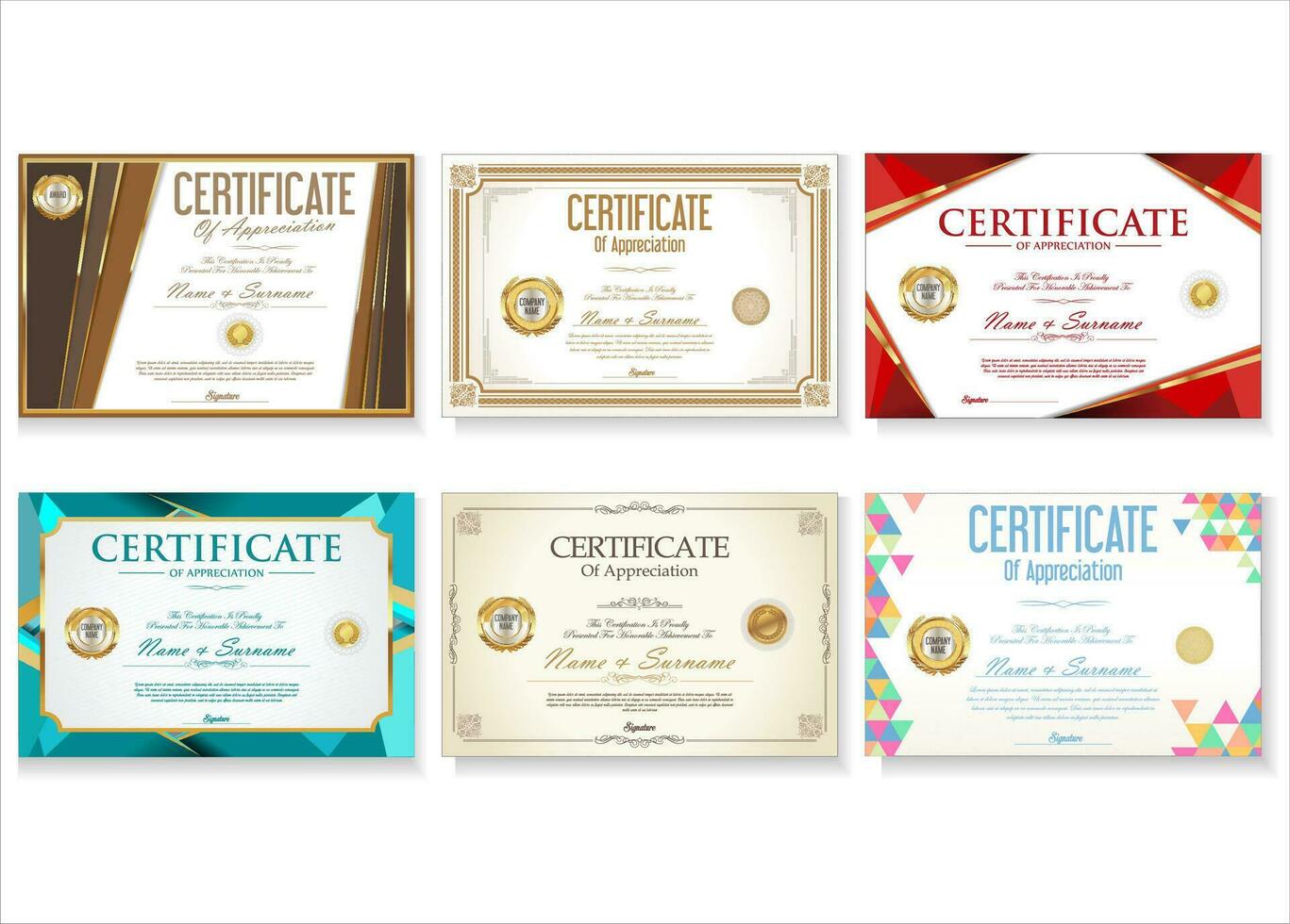 colección de certificado retro diseño modelo vector