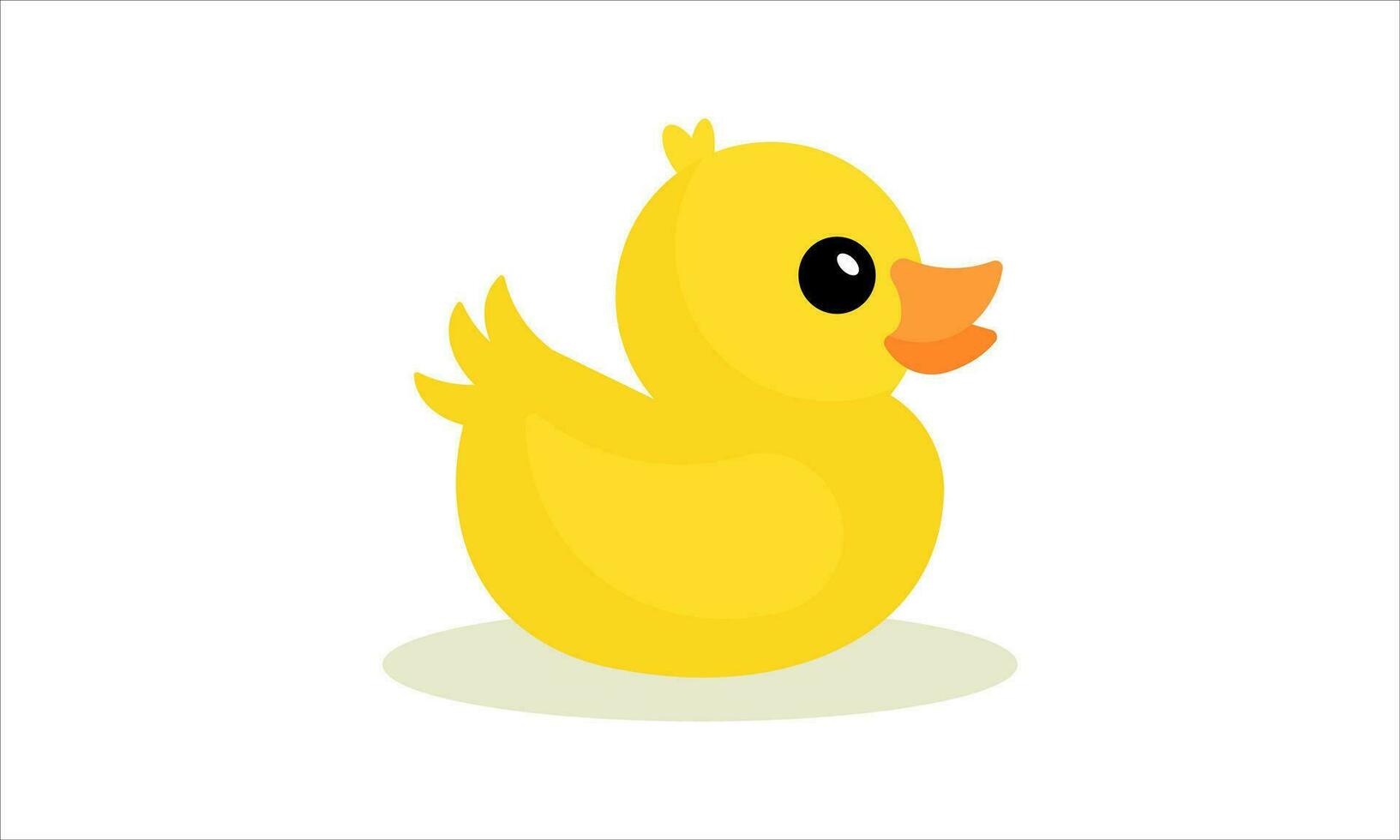 Yellow duck toy. Inflatable rubber duck. Vector illustration, flat design element, cartoon style, isolated on white background, side view.