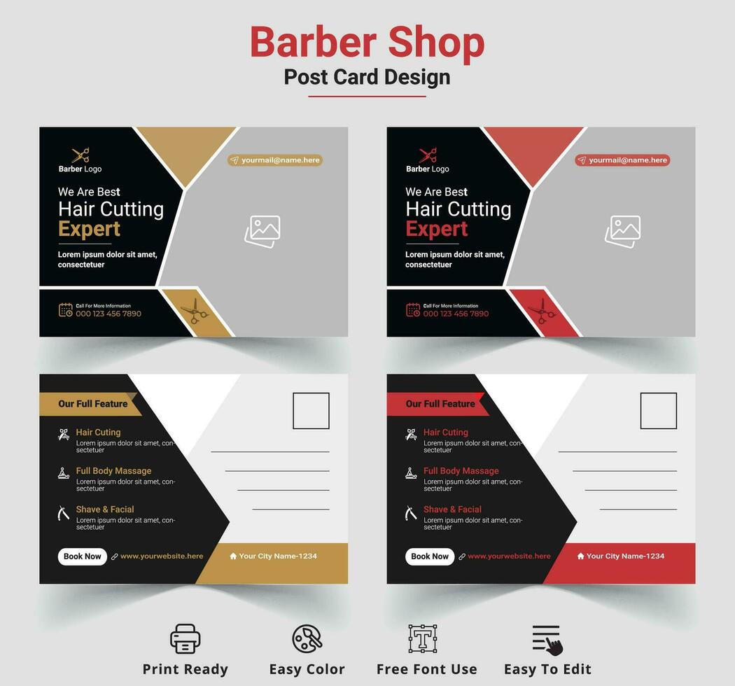 New Creative Barber shop Post Card Design Template vector