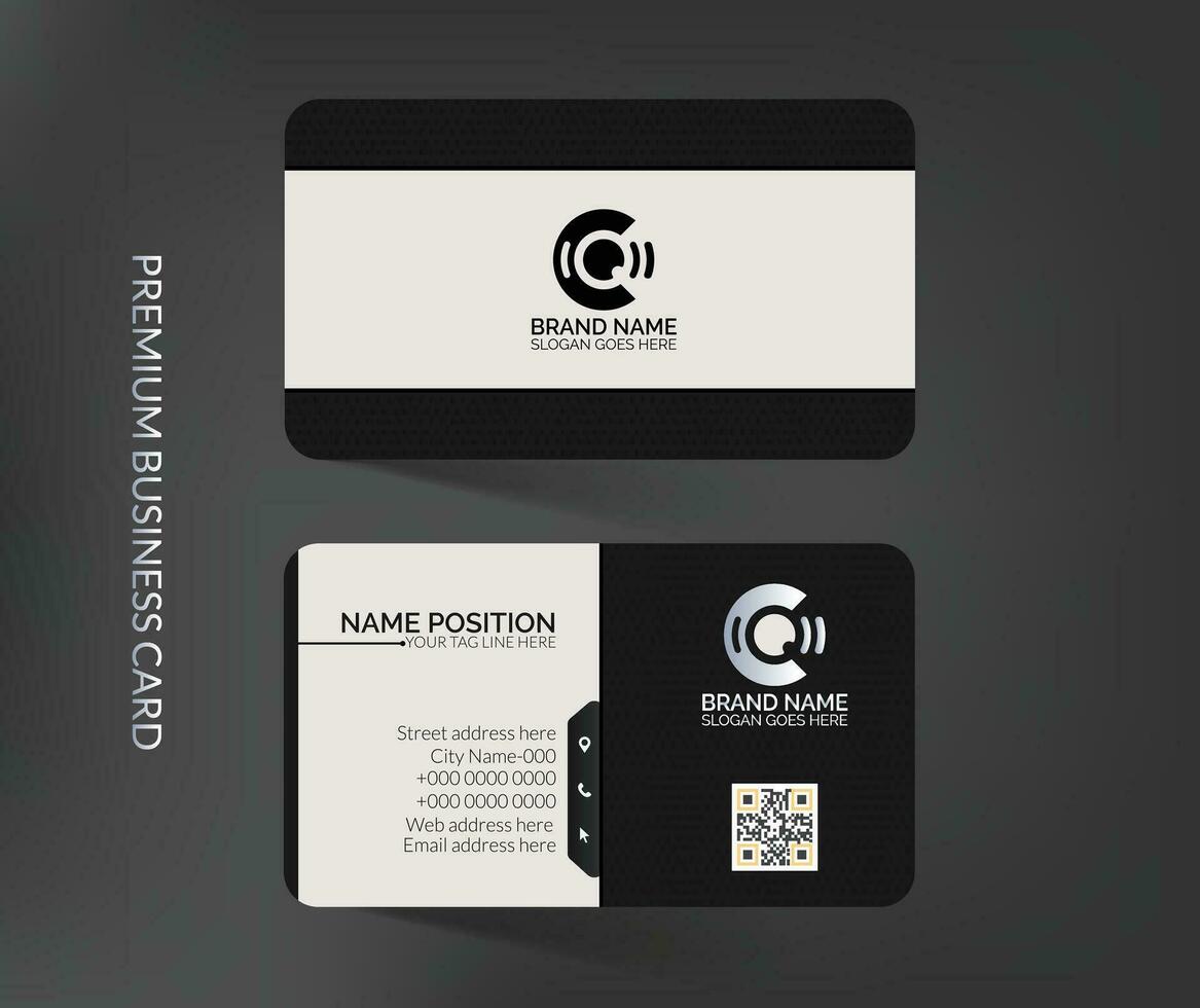 Elegant dark and white business card template design vector