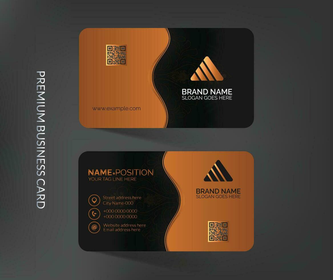 Luxury and elegant dark black business card design and mockup vector