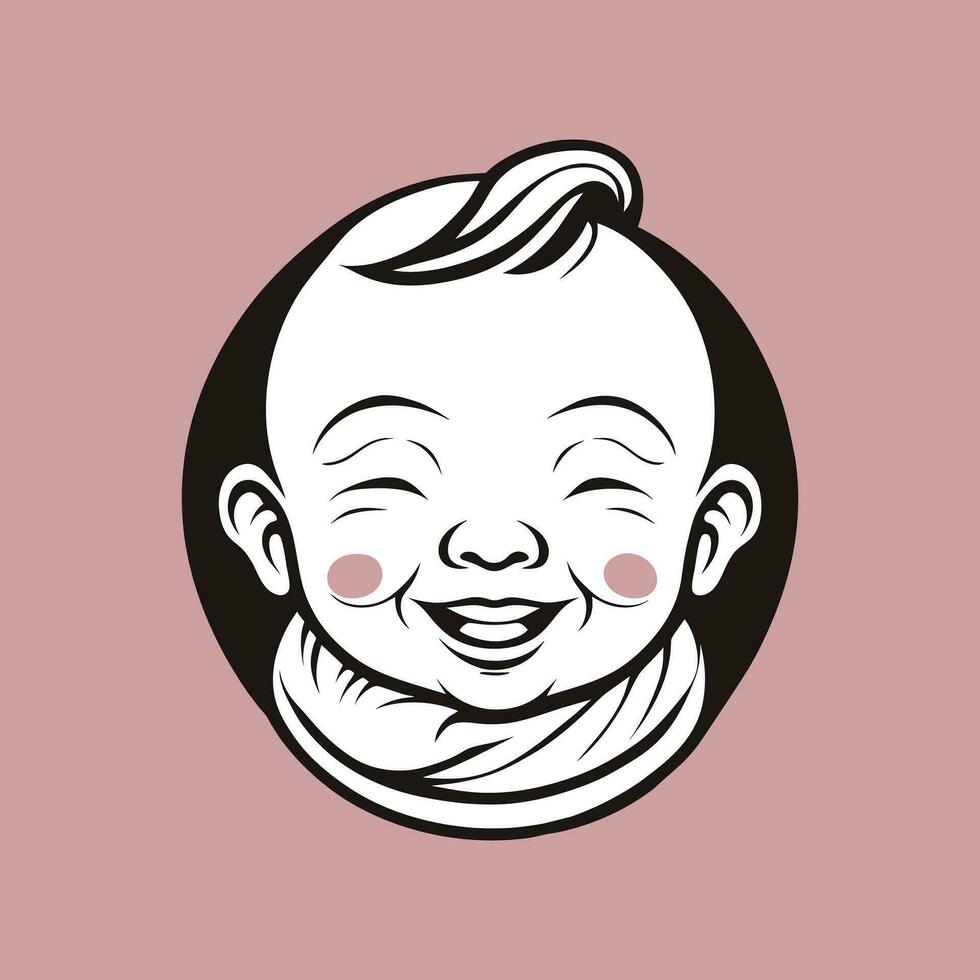 Vector portrait of a happy baby in hand drawn doodle style vector illustration