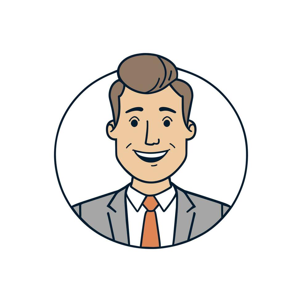 Portrait of a happy business man avatar in hand drawn doodle cartoon style vector illustration