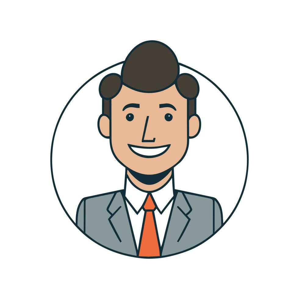 Portrait of a happy business man avatar in hand drawn doodle cartoon style vector illustration