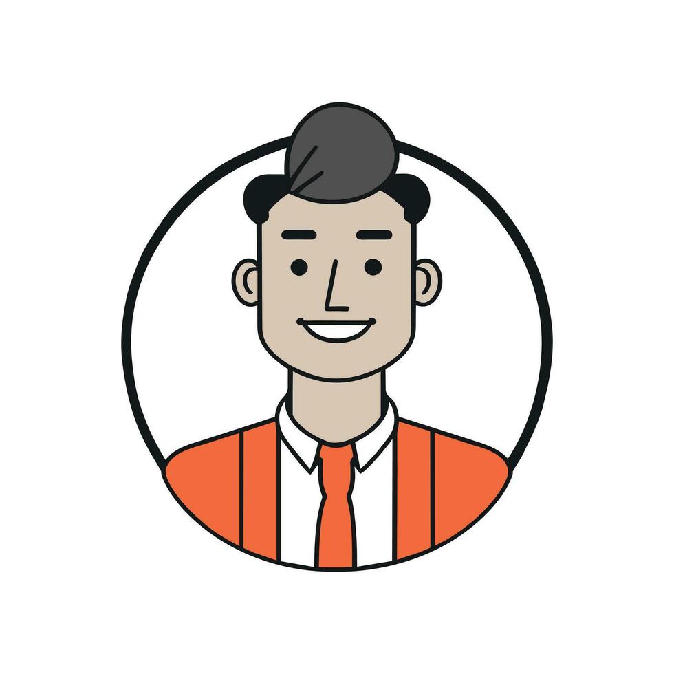 Portrait of a happy business man avatar in hand drawn doodle cartoon style vector illustration
