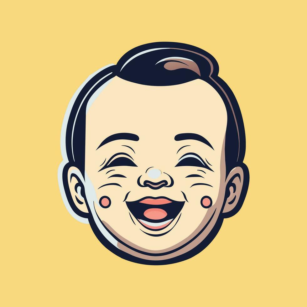 Vector portrait of a happy baby in hand drawn doodle style vector illustration