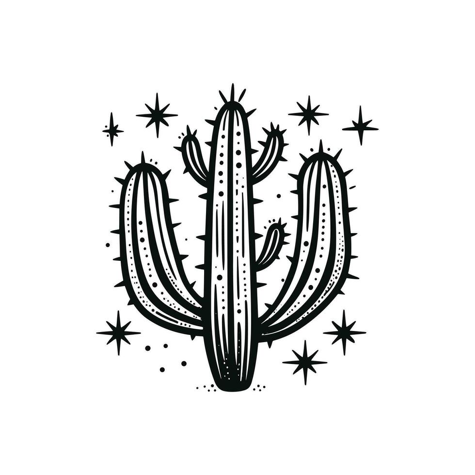 Vector hand drawn cactus doodle mexican nopal vector illustration isolated on white background