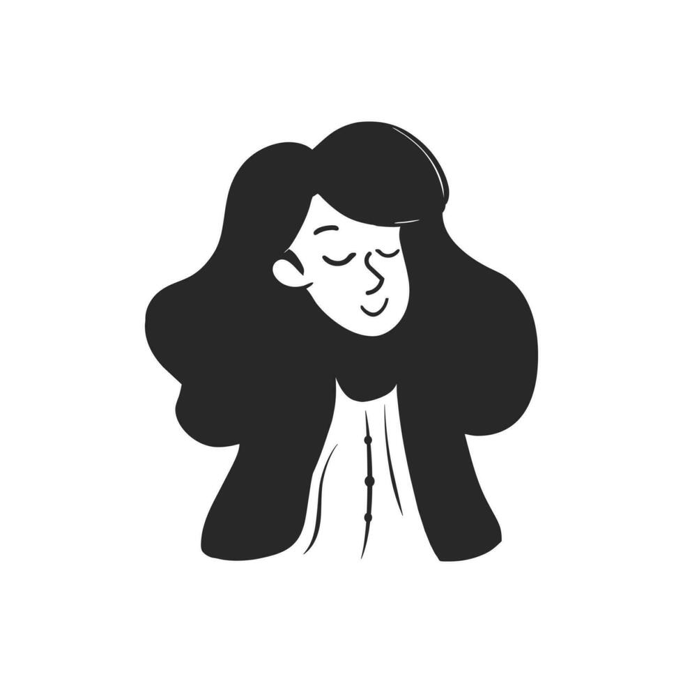 Portrait of a happy positive woman in hand drawn doodle style vector illustration
