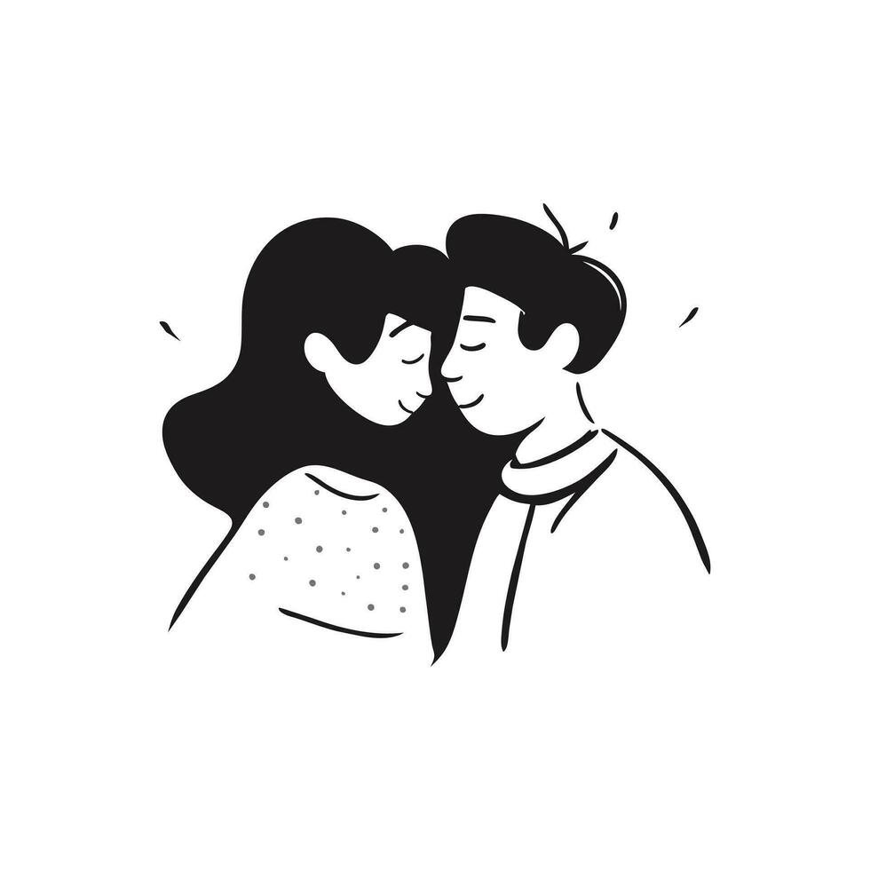 Vector happy couple hand drawn vector illustration in sketch doodle style