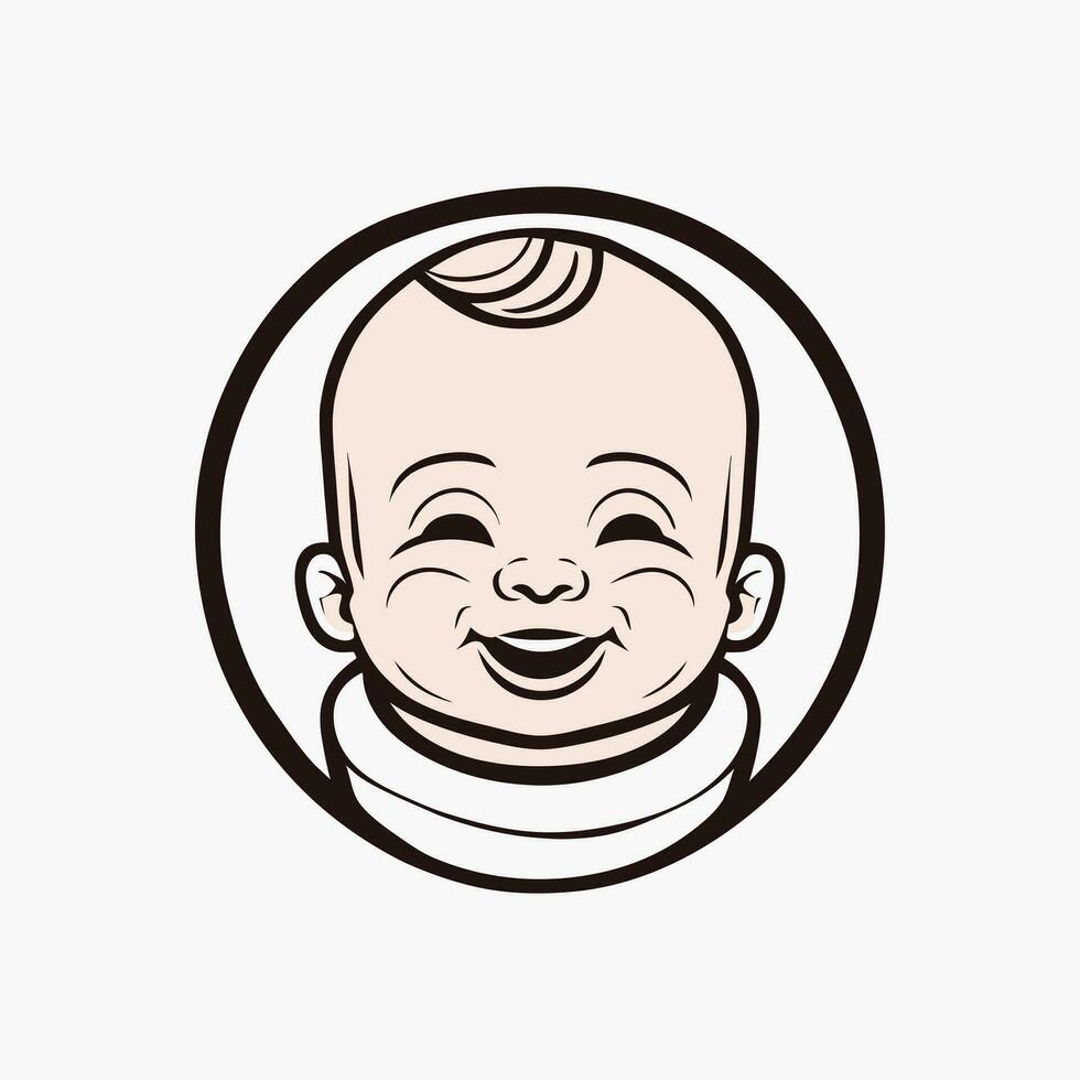 Vector portrait of a happy baby in hand drawn doodle style vector illustration