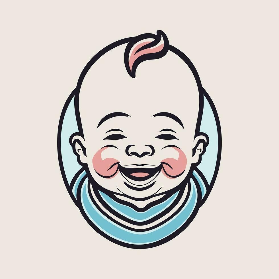 vector retrato de un contento bebé en mano dibujado garabatear estilo vector ilustración